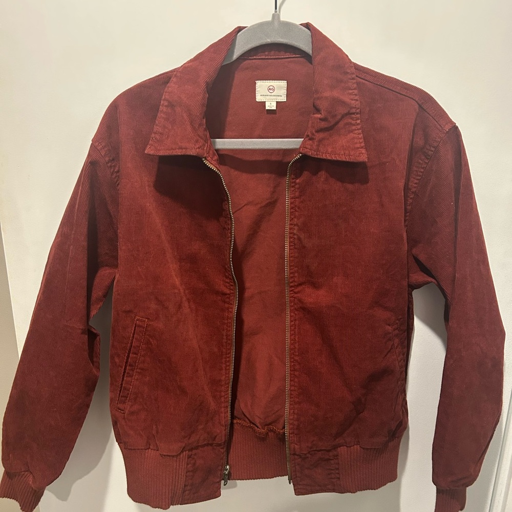 New AG Corduroy Bomber Jacket in Rust - Small
